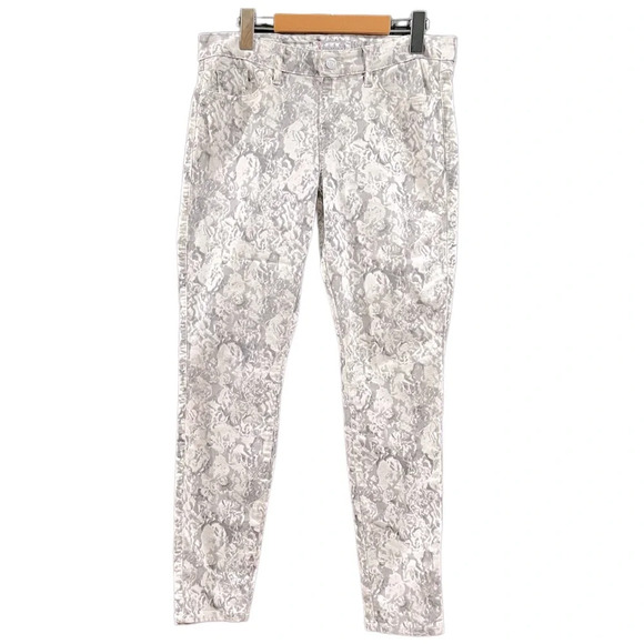 Guess Jeans Women 31 White Brittney Skinny Ankle Floral Logo Low Rise Preppy - Picture 1 of 6